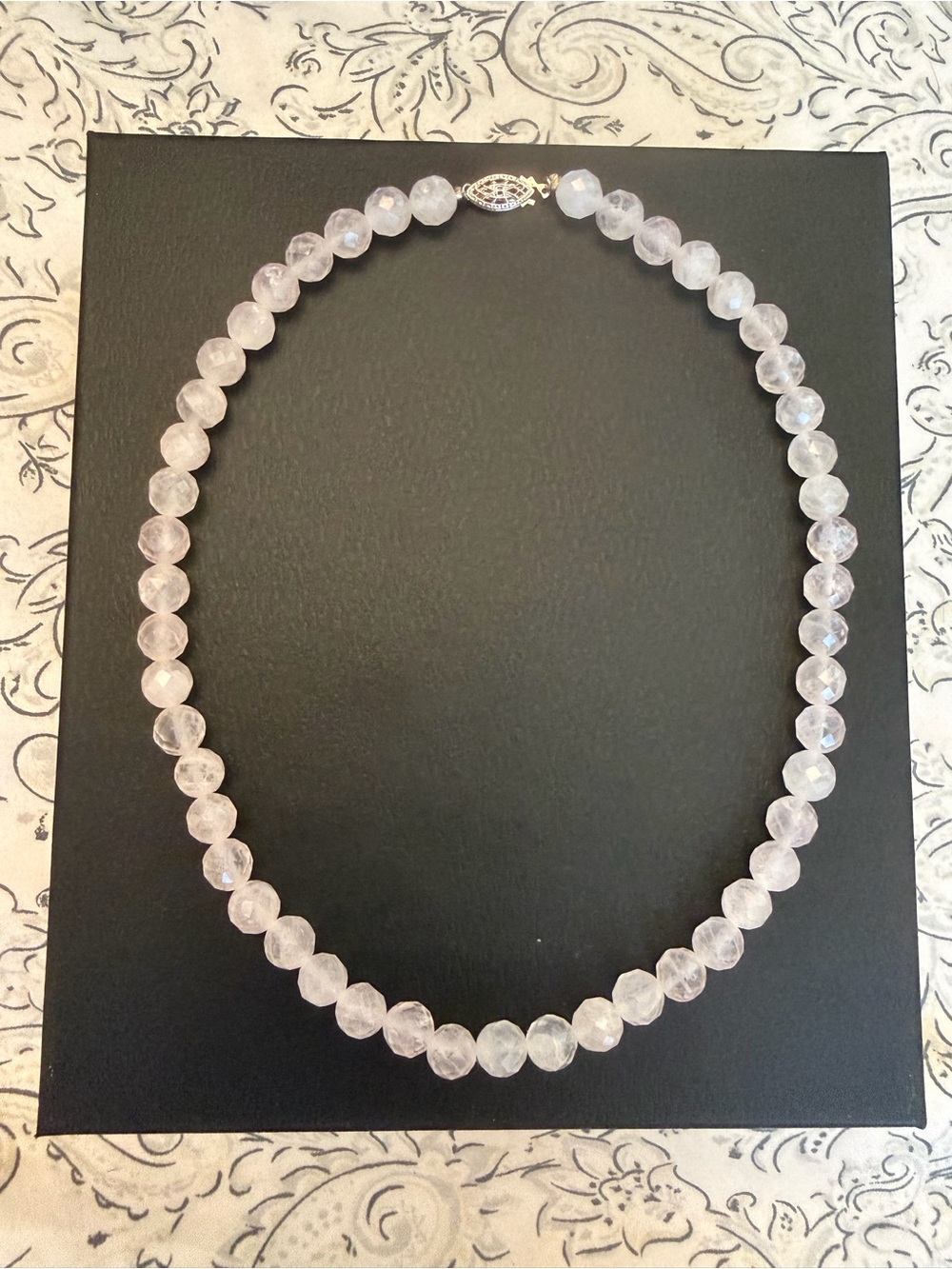 Vintage Rose Quartz Beaded Necklace - Sterling Silver Clasp Necklace